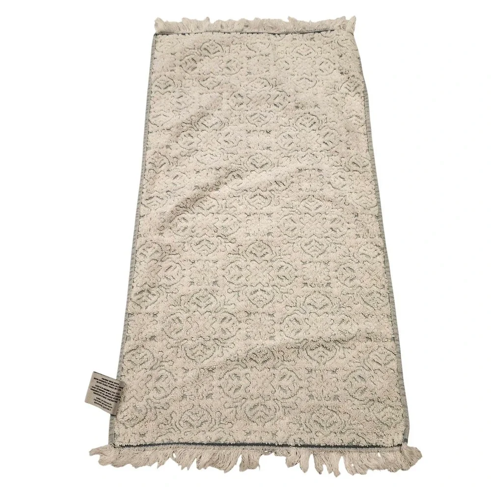 Bianca Sculpted Hand Towel Fringed (1) Made In Portugal 100% Cotton‎